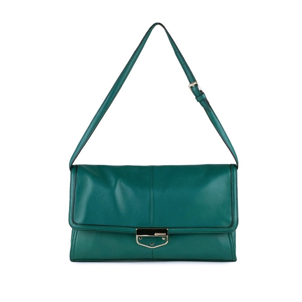 B. Makowsky Teal Green Leather shoulder Bag